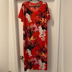 G.I.L.I. Tropical Maxi Dress Size 1XP NWOT
